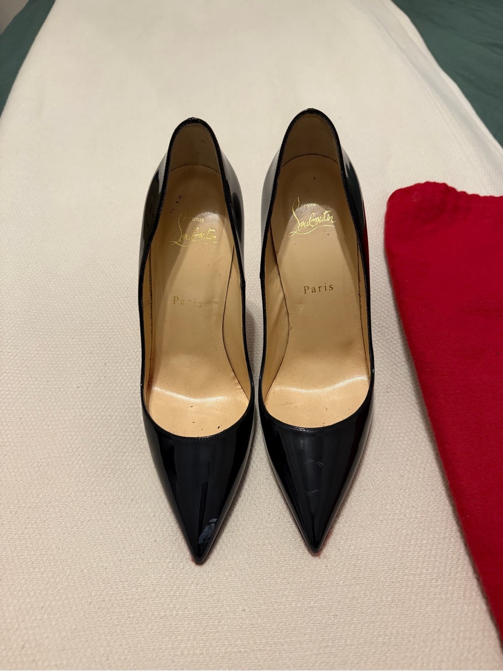 Christian Louboutin Black Patent Pointed Toe Pumps